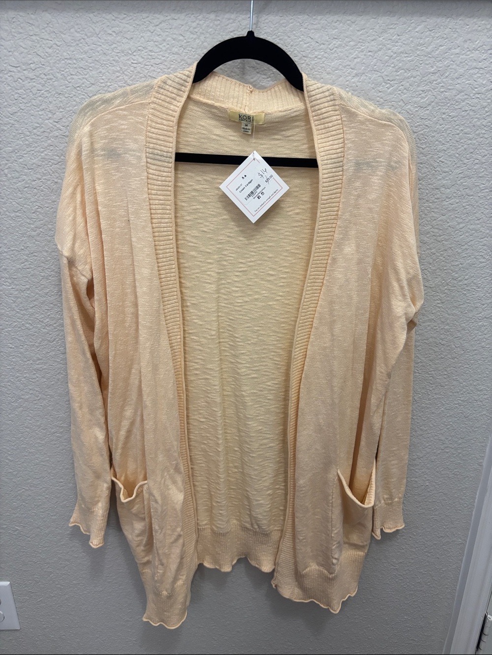 Kori Light Peach Open-Front Cardigan